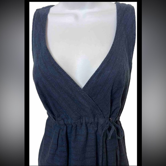 PATAGONIA Dress Island Hemp Crossover Mini Navy Blue Drawstring Sz 8 - Picture 3 of 8